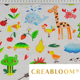 Tissu Coton Motif Animaux - Fond Gris