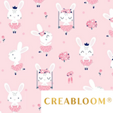 Tissu Coton Motif Lapins - Fond Abricot