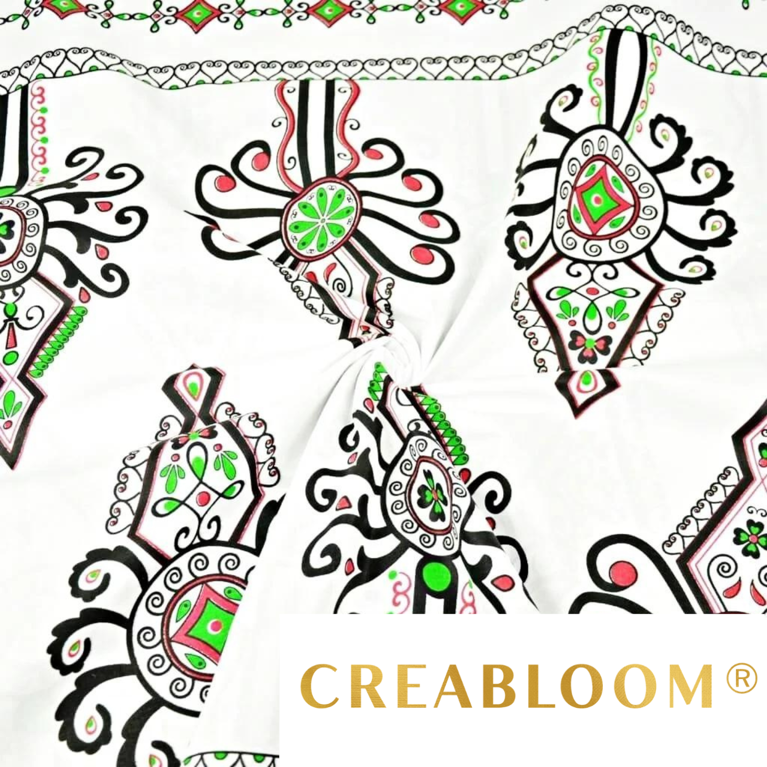 Tissu Coton Motif Vert