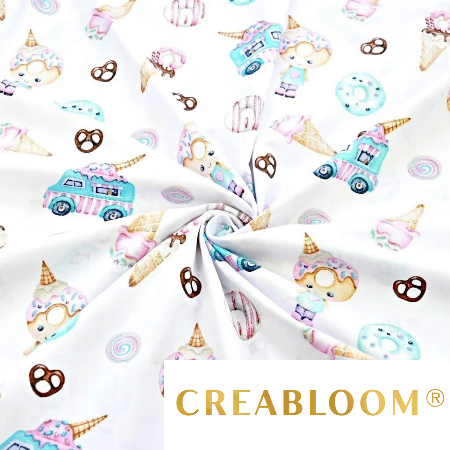 Tissu Coton Motif Donuts Et Glaces