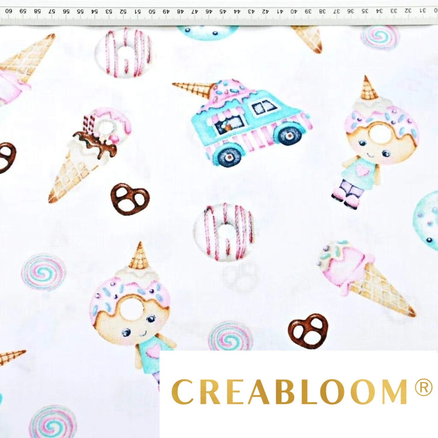 Tissu Coton Motif Donuts Et Glaces