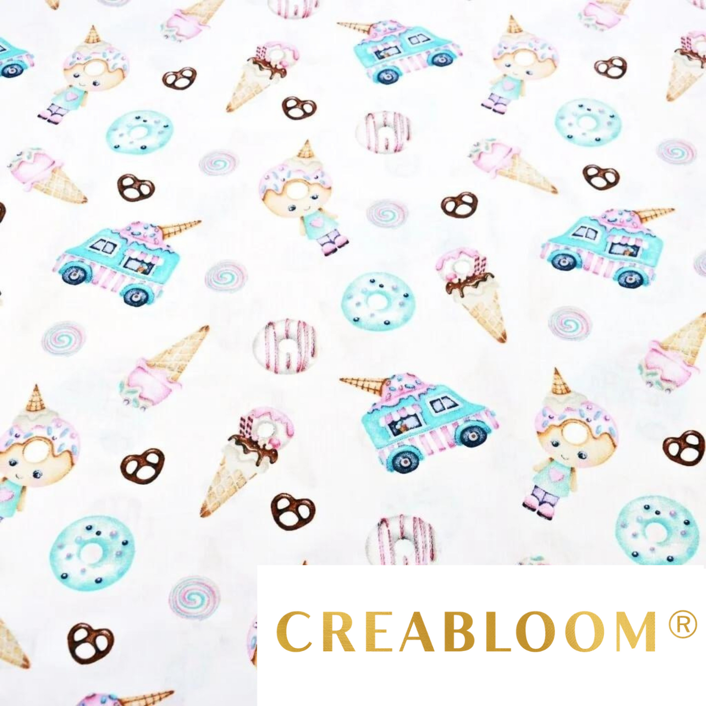 Tissu Coton Motif Donuts Et Glaces