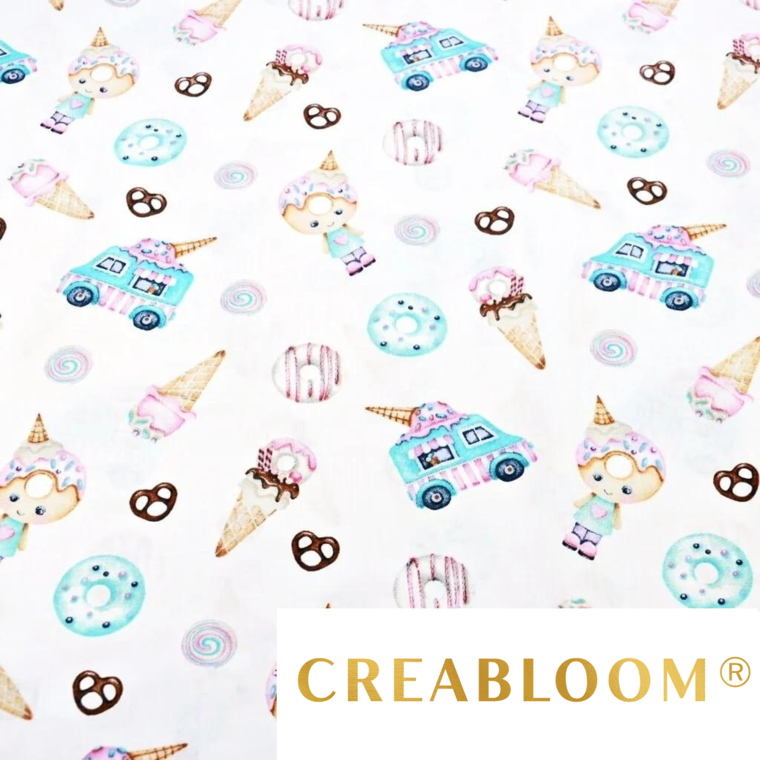 Tissu Coton Motif Donuts Et Glaces