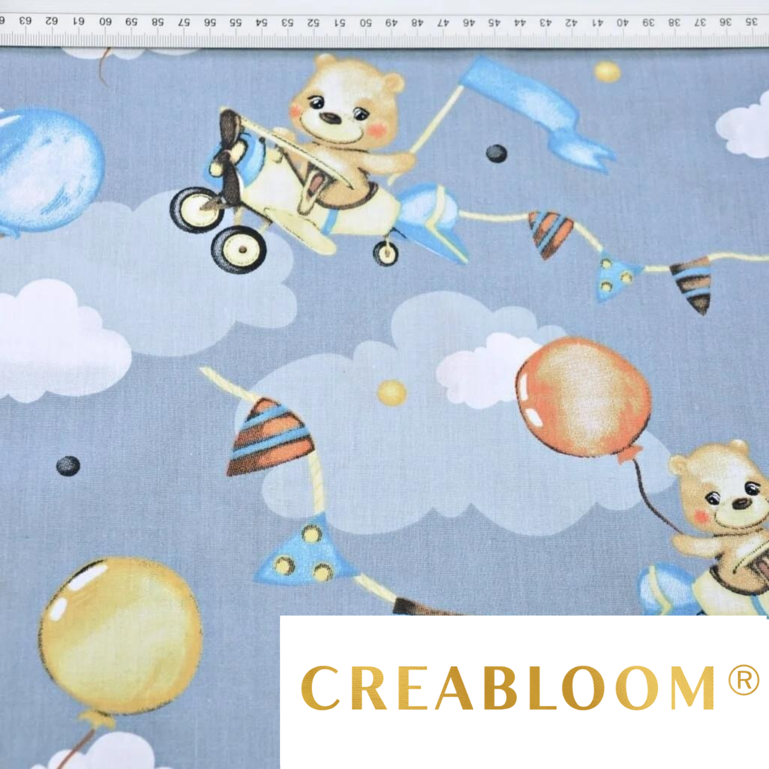 Tissu Coton Motif Oursons Et Avions
