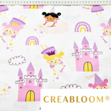Tissu Coton Motif Fées Et Châteaux