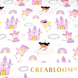 Tissu Coton Motif Fées Et Châteaux