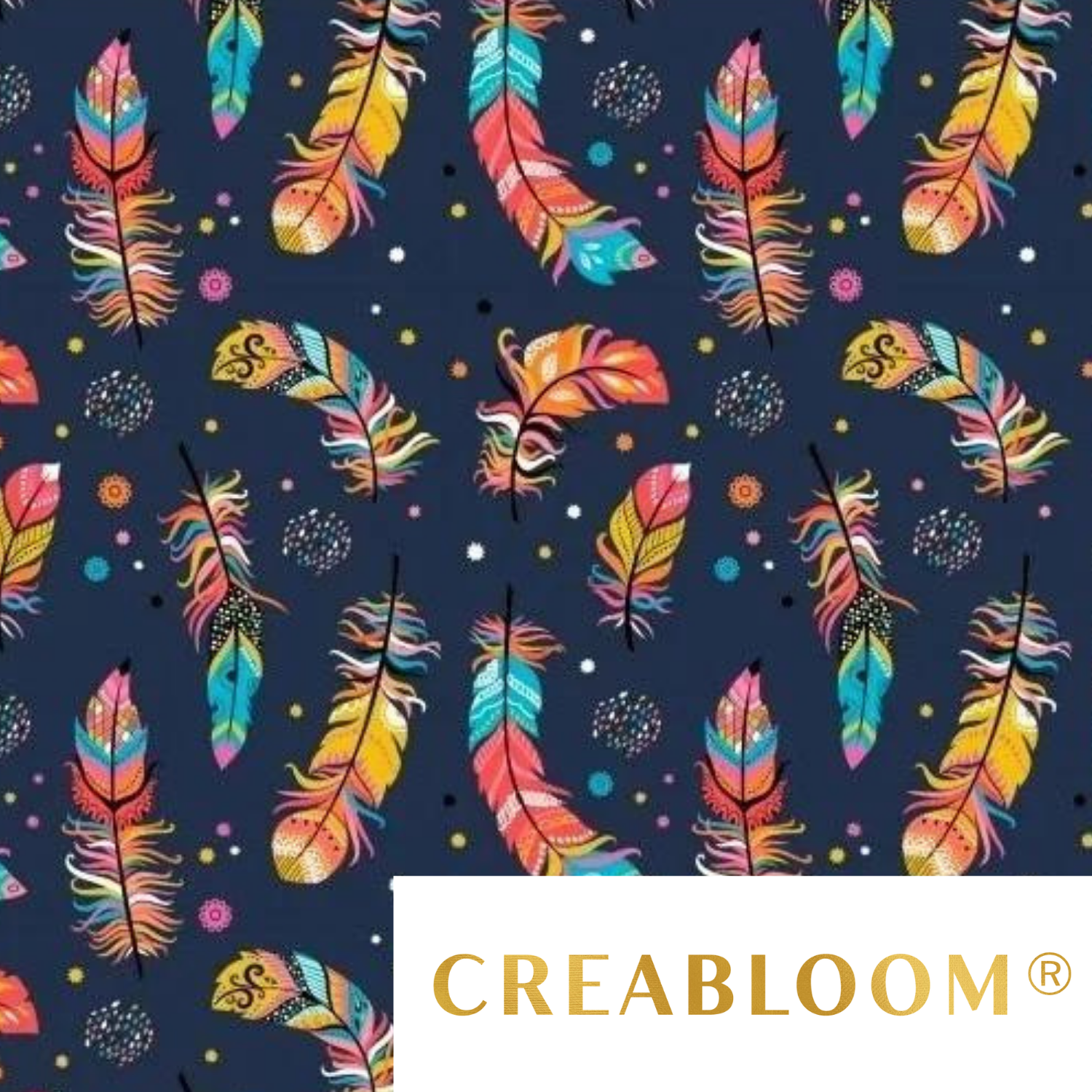 Tissu Coton Motif Plumes