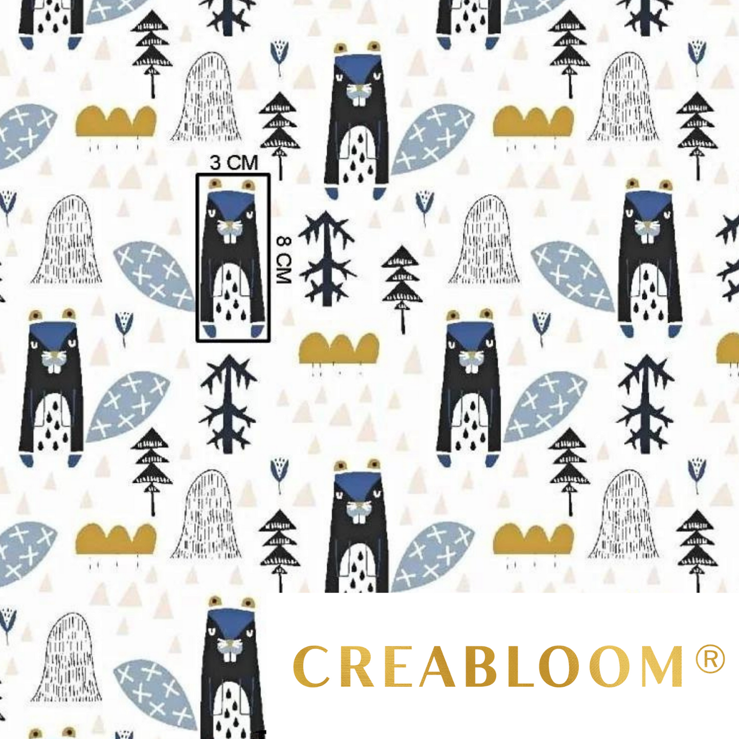 Tissu Coton Motif Castors