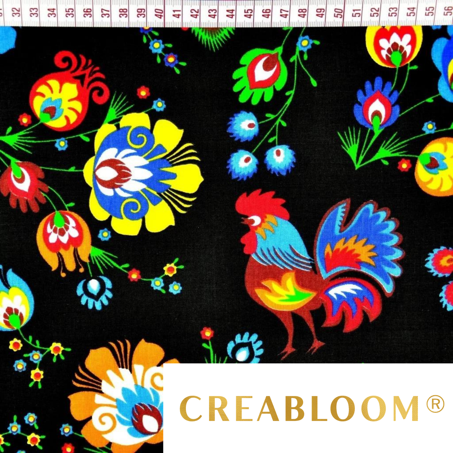 Tissu Coton Motif Coq Et Fleurs