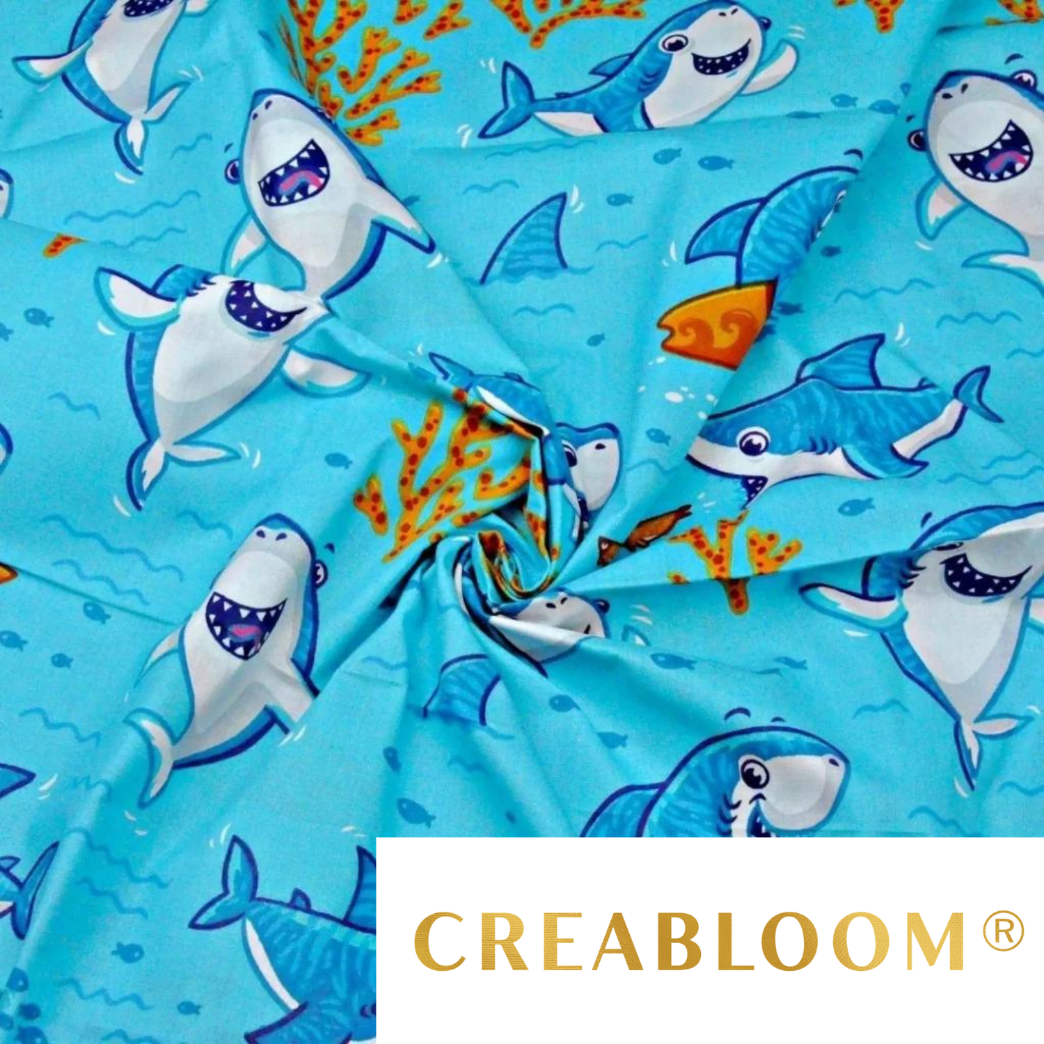 Tissu Coton Motif Requins