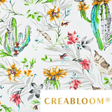 Tissu Coton Motif Fleurs Et Cactus