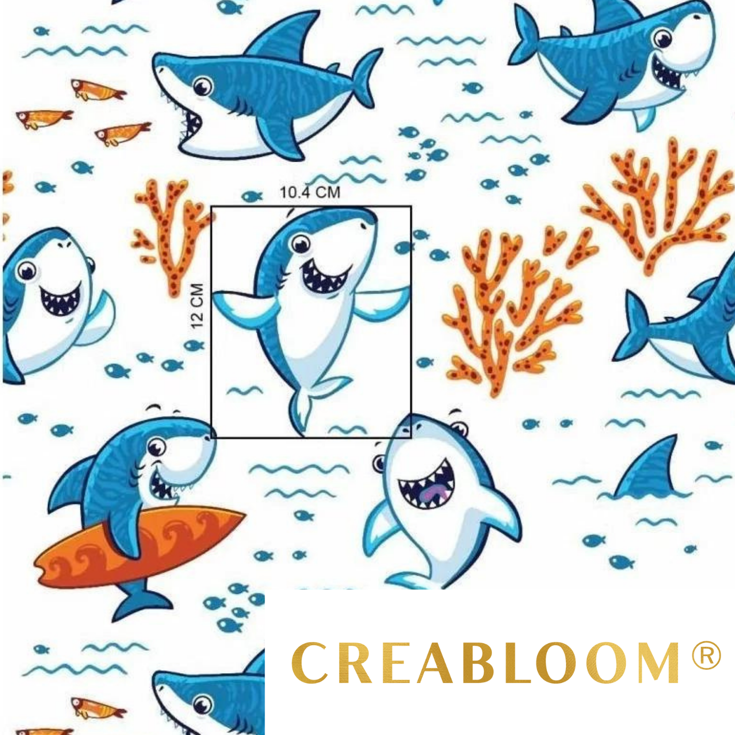 Tissu Coton Motif Requins