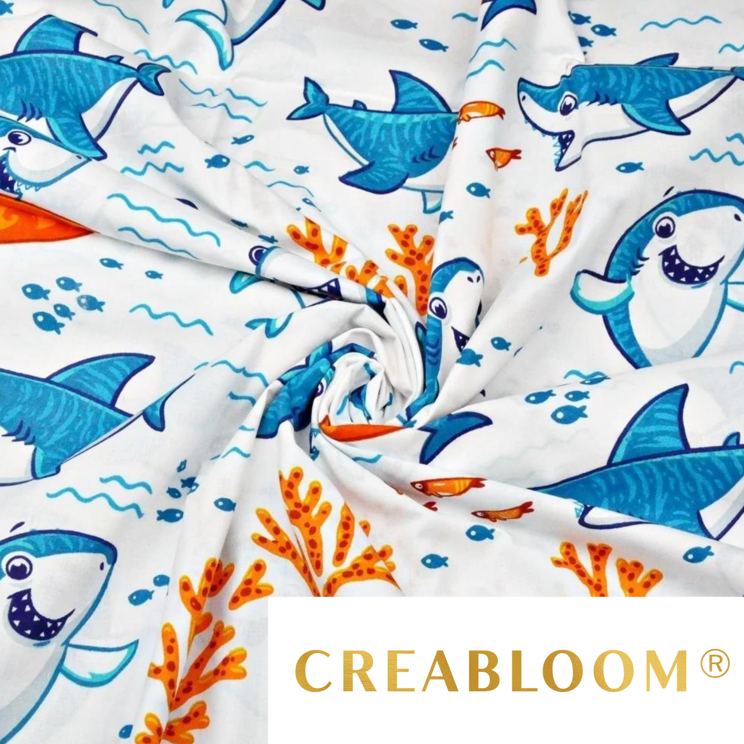 Tissu Coton Motif Requins