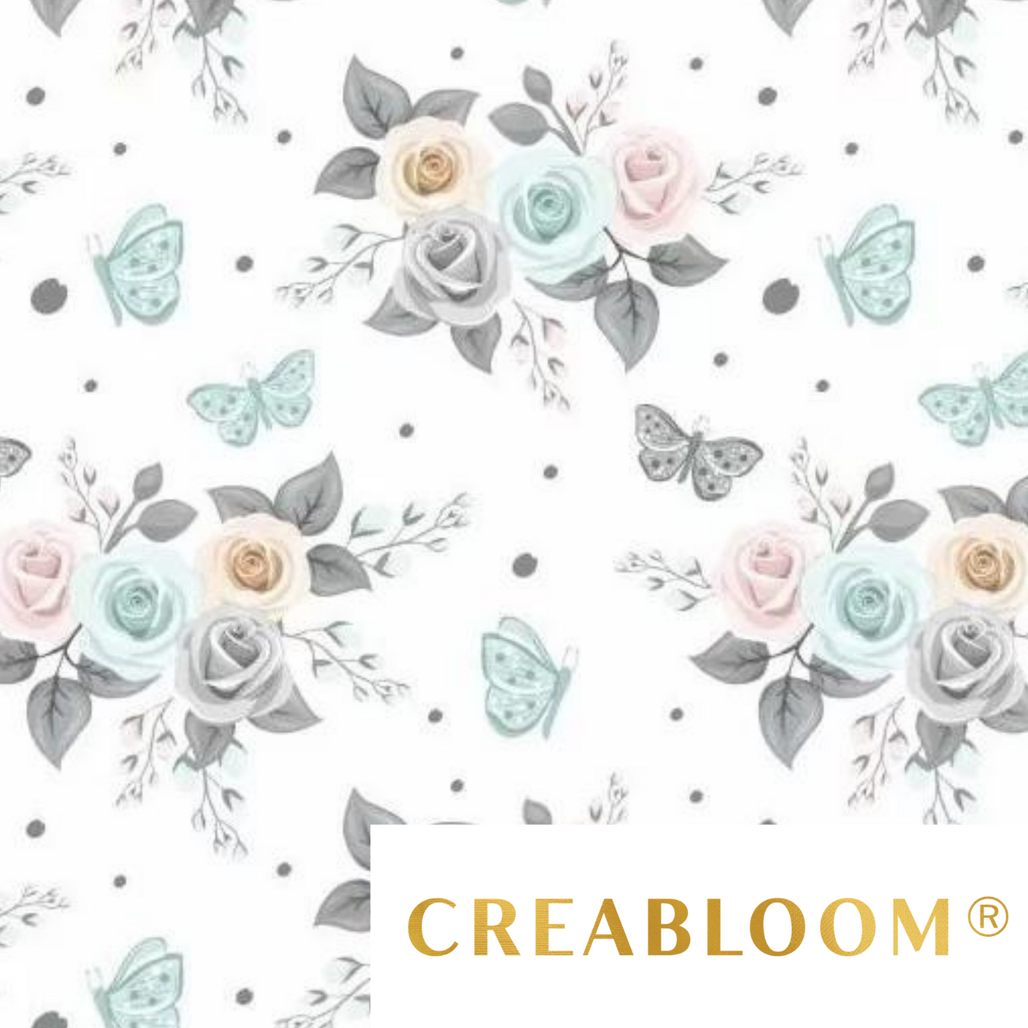 Tissu Coton Motif Fleurs Et Papillons