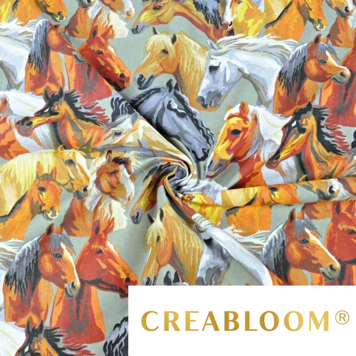 Tissu Coton Motif Cheval