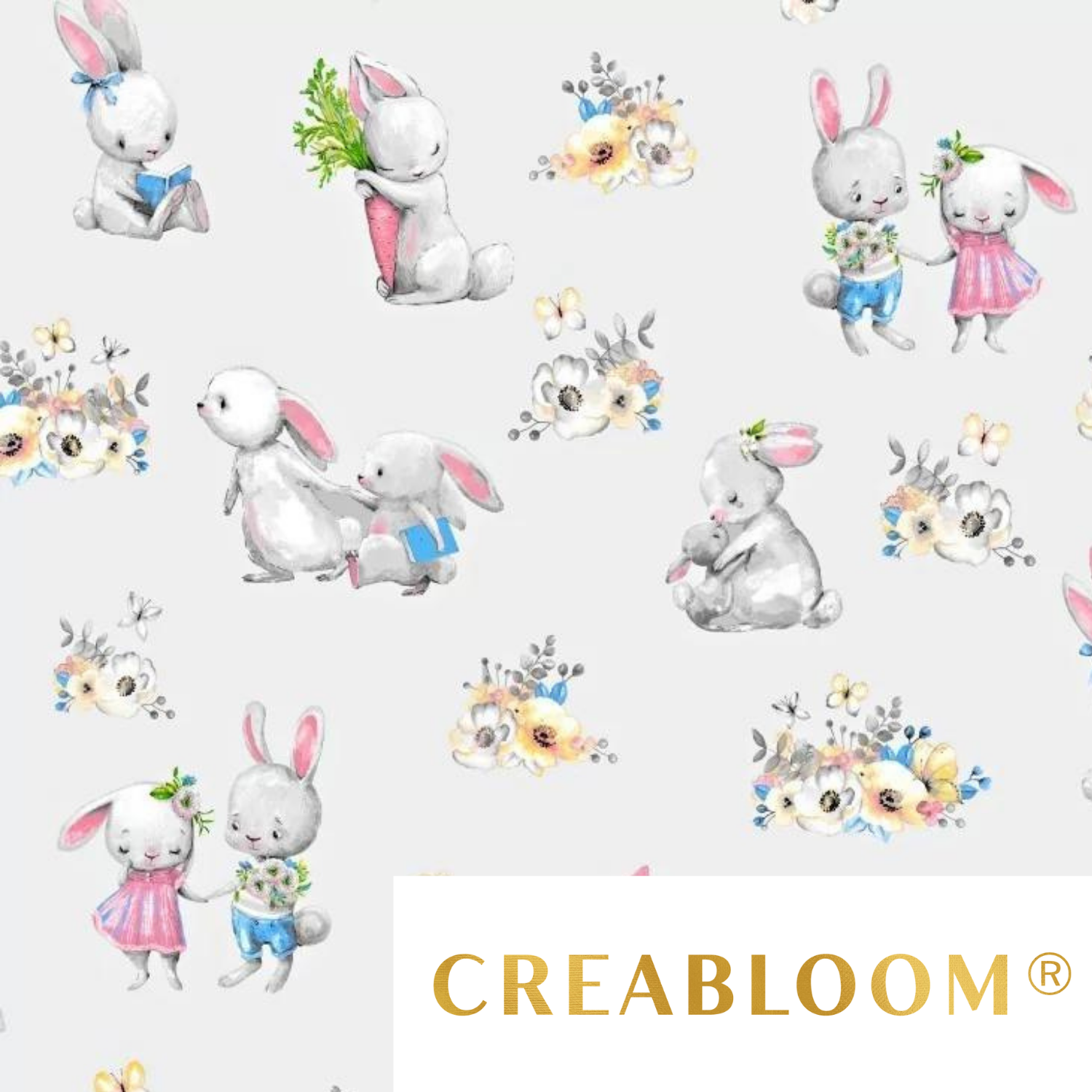 Tissu Coton Motif Lapins