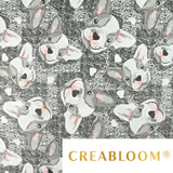 Tissu Coton Motif Bouledogue
