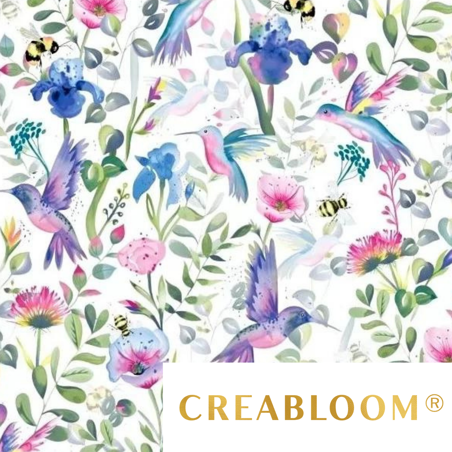 Tissu Coton Motif Fleurs Et Oiseaux