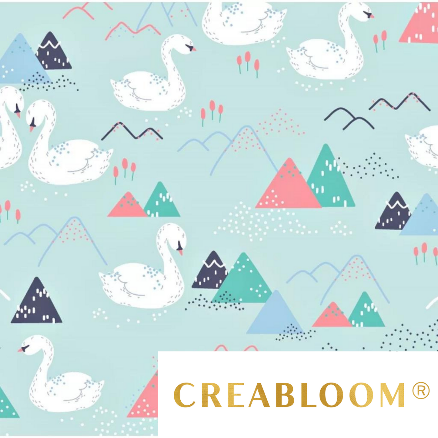 Tissu Coton Motif Cygnes