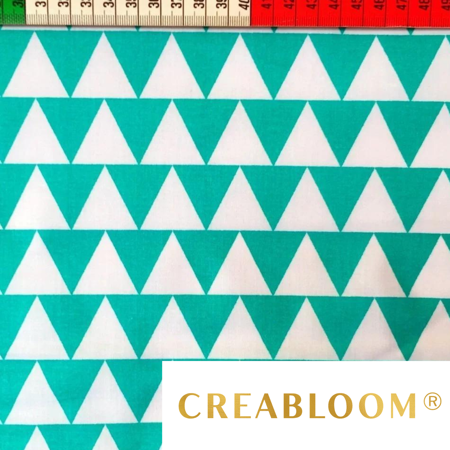 Tissu Coton Imprimé Blanc Et Turquoise