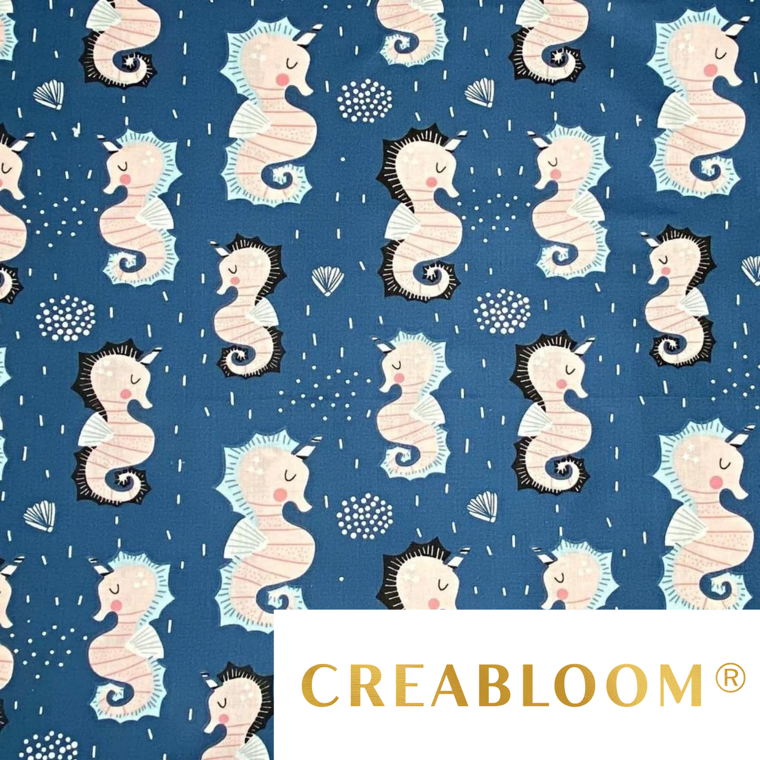 Tissu Coton Motif Hippocampes