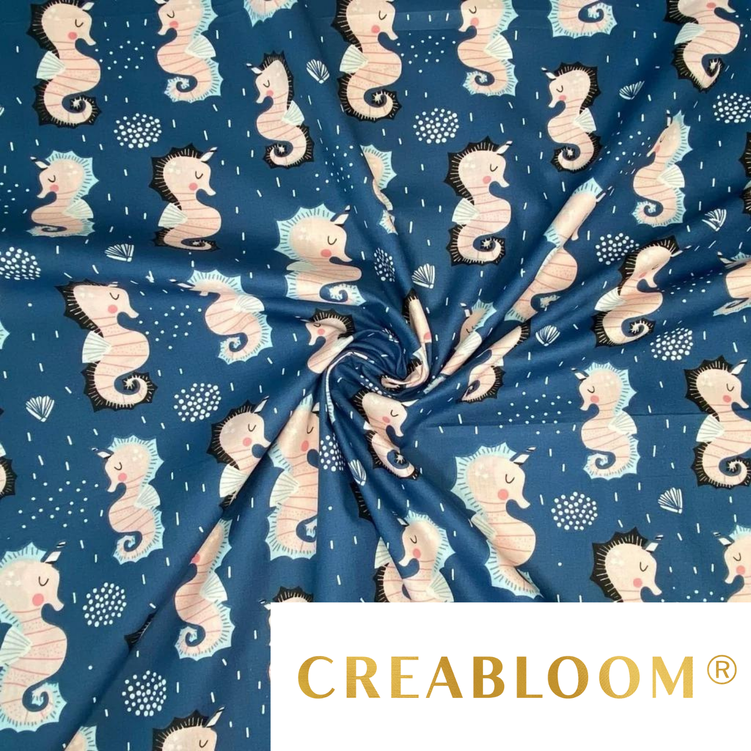 Tissu Coton Motif Hippocampes