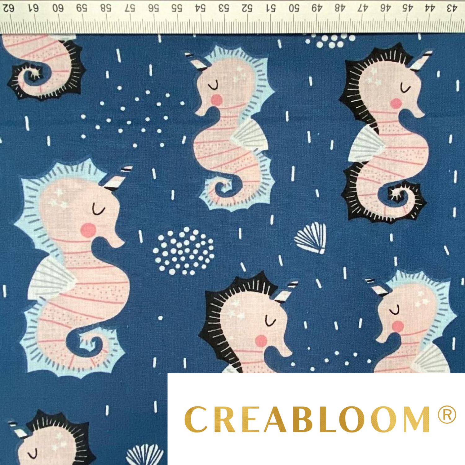 Tissu Coton Motif Hippocampes