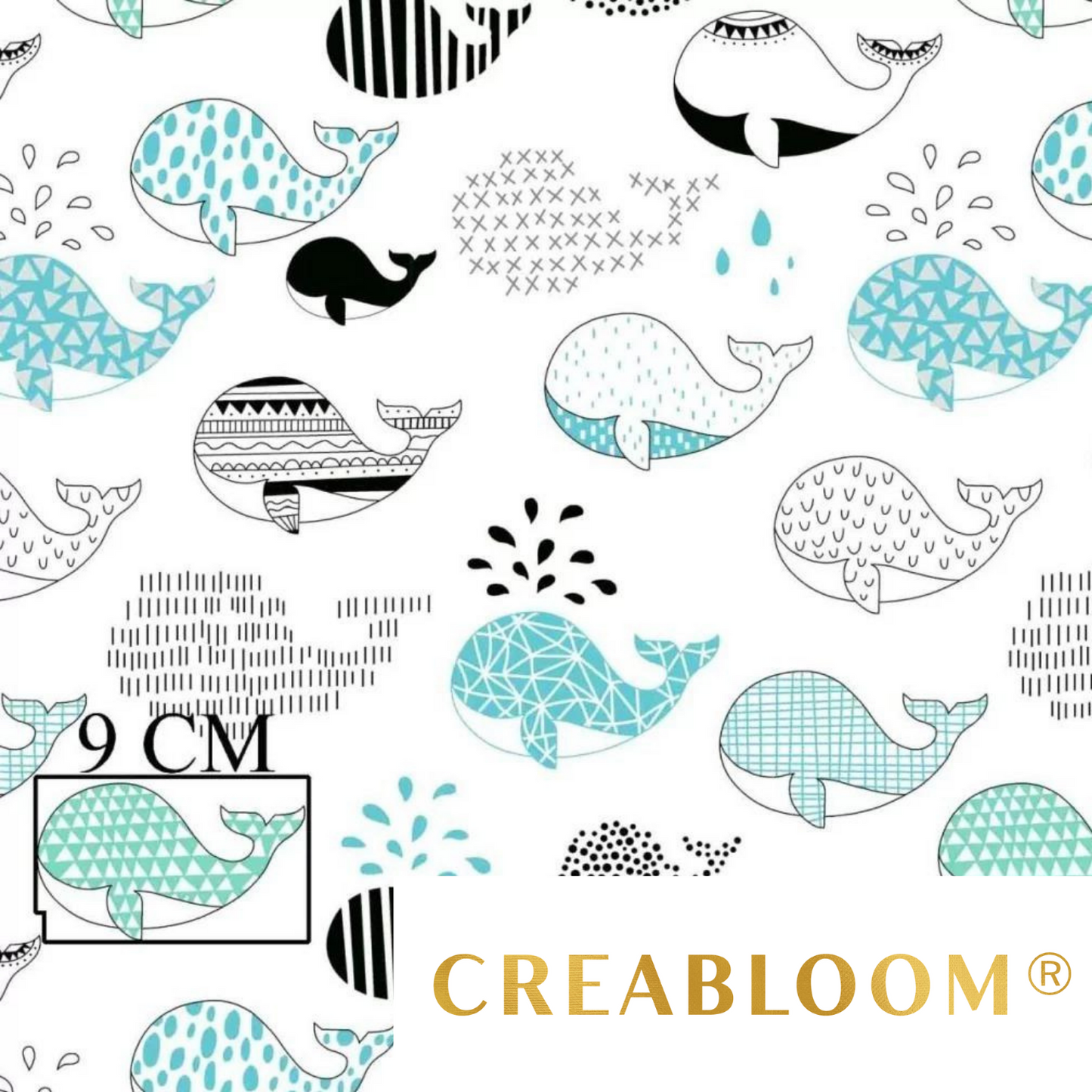 Tissu Coton Motif Baleines