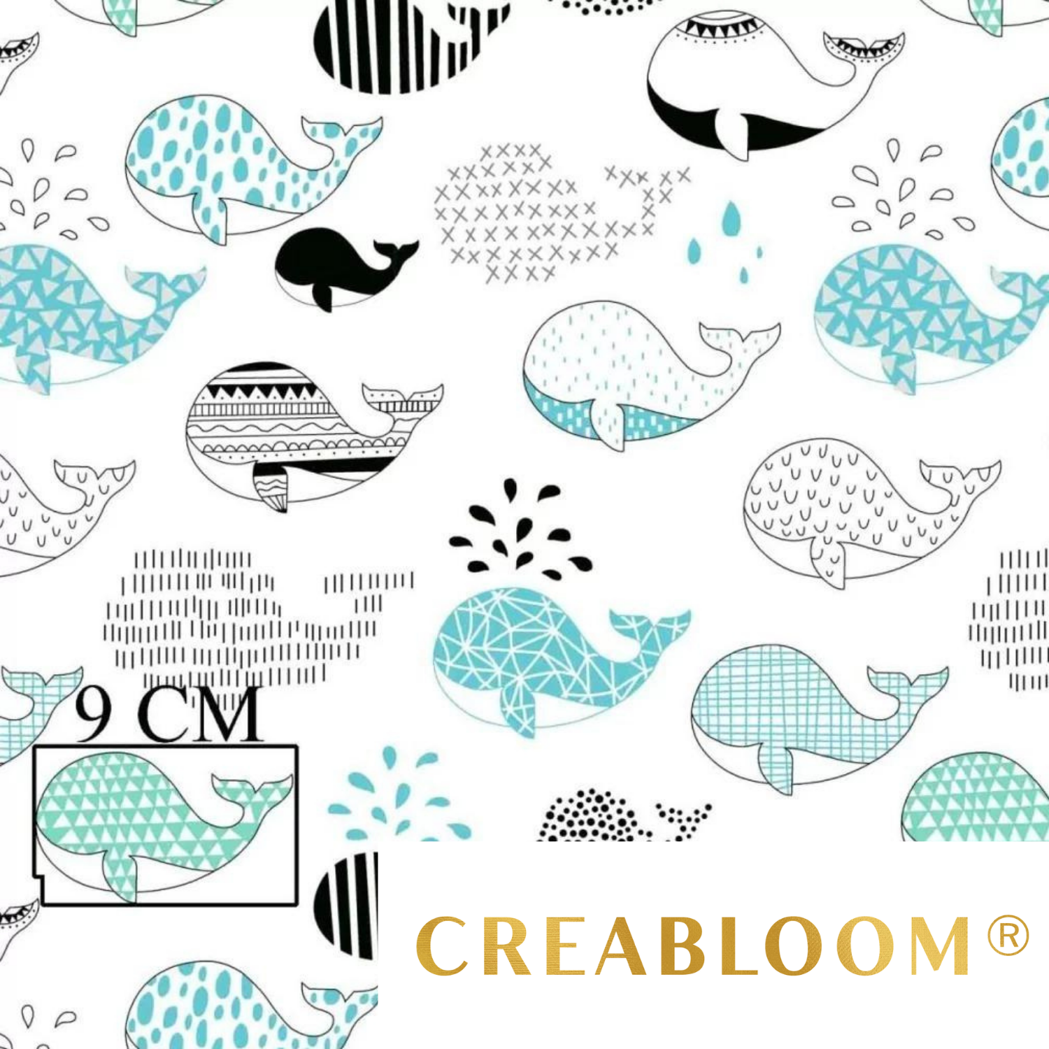 Tissu Coton Motif Baleines