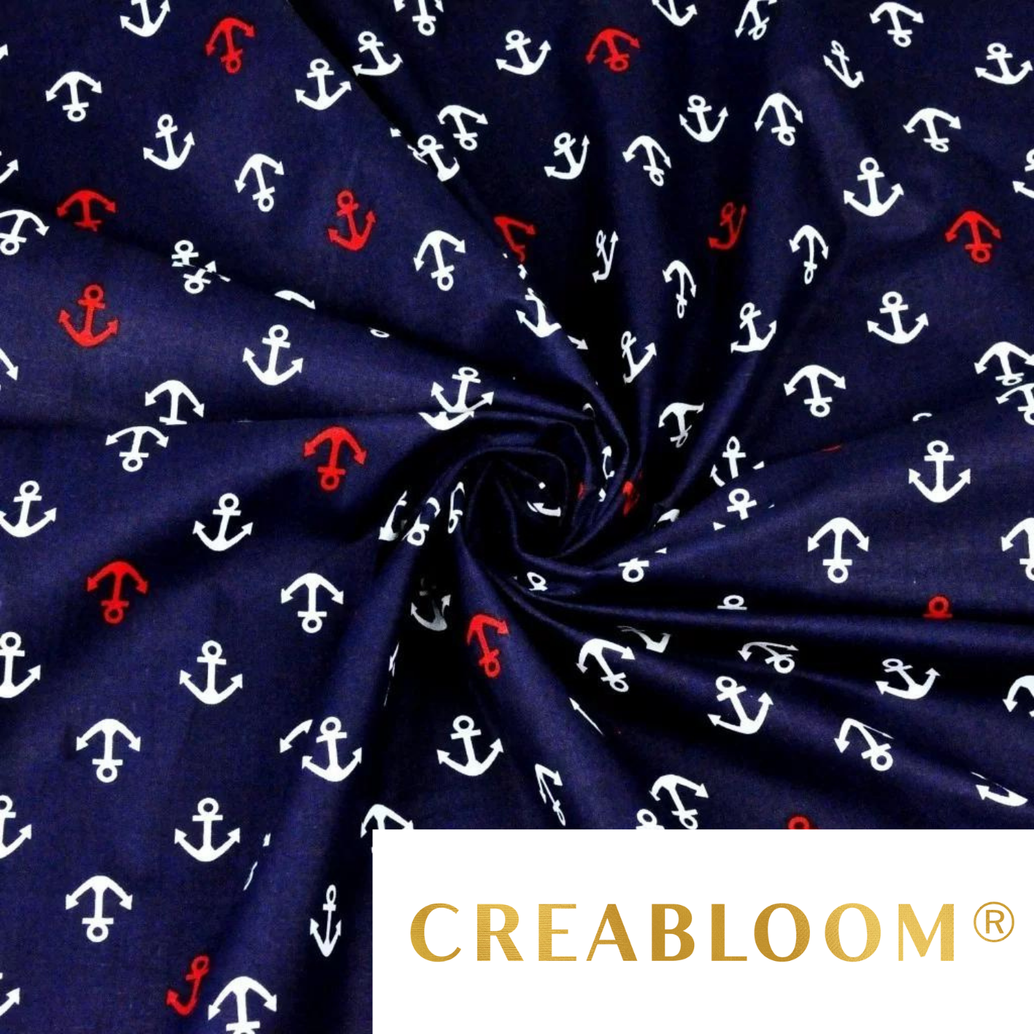 Tissu Coton Motif Ancre Bateau