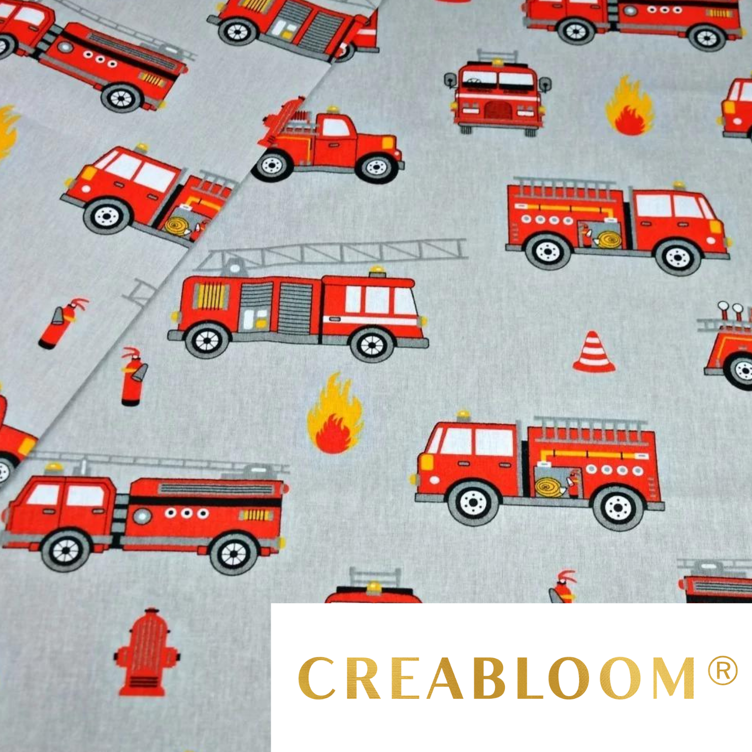 Tissu Coton Motif Camions De Pompiers