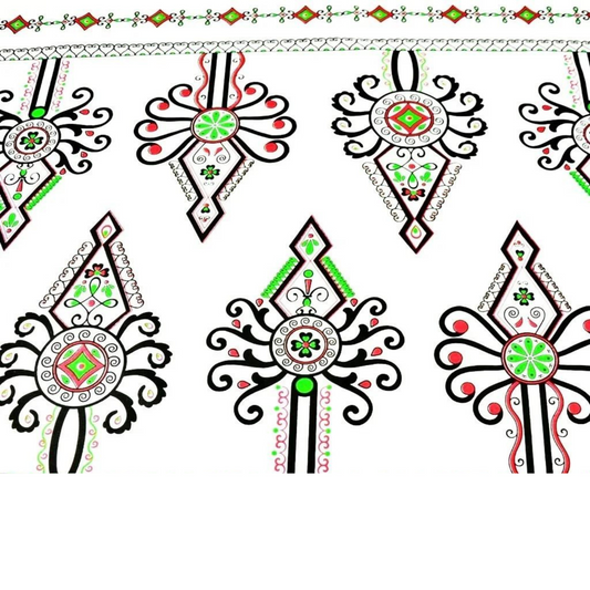 Tissu Coton Motif Vert