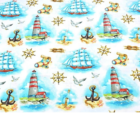 Tissu Coton Motif Marin