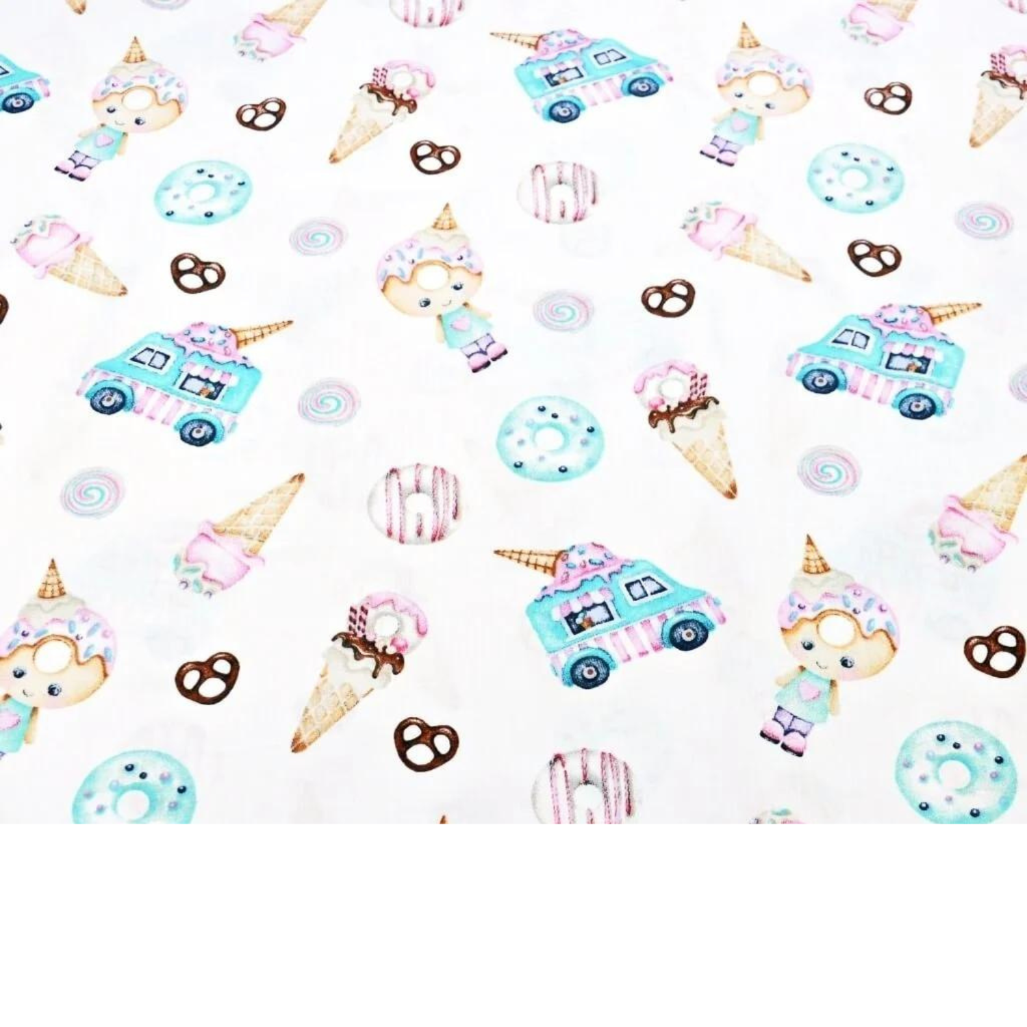 Tissu Coton Motif Donuts Et Glaces