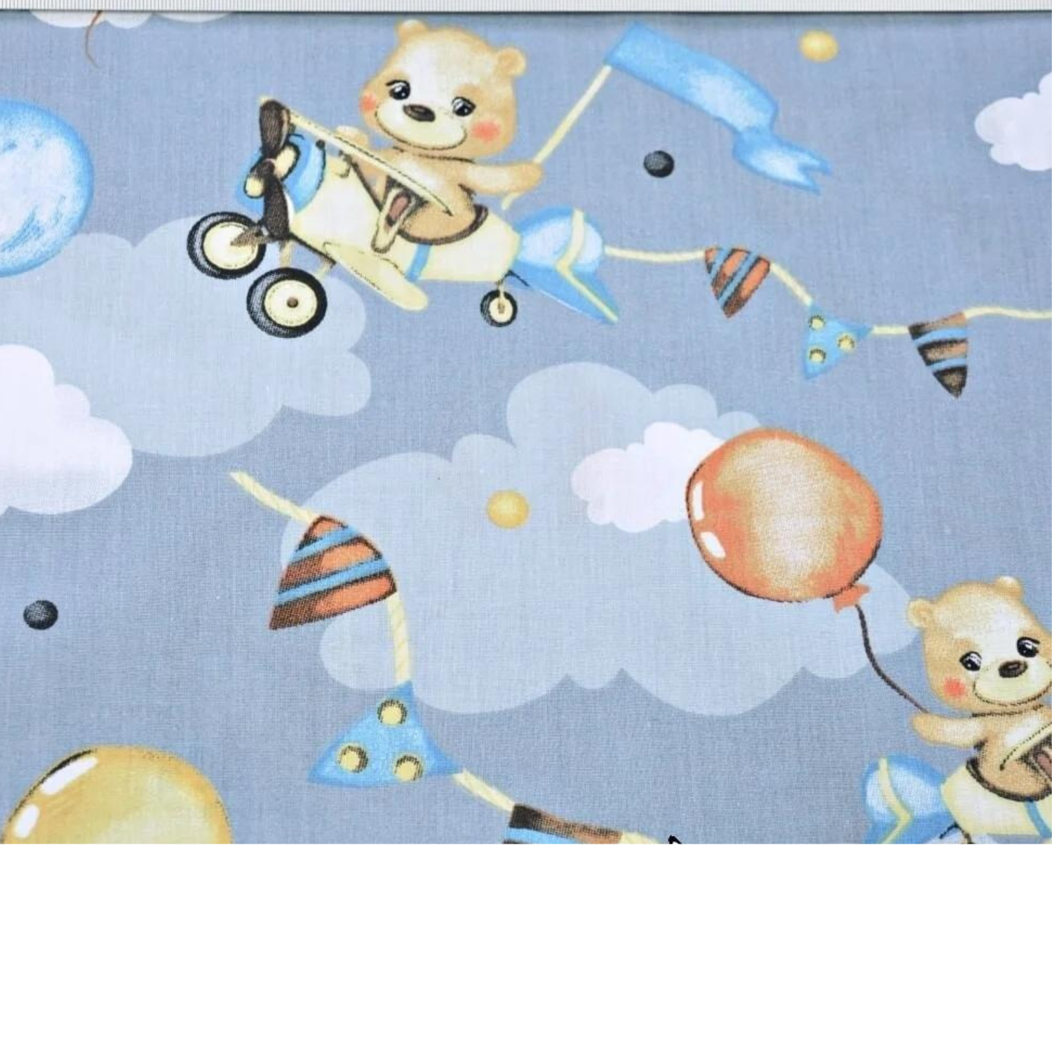 Tissu Coton Motif Oursons Et Avions