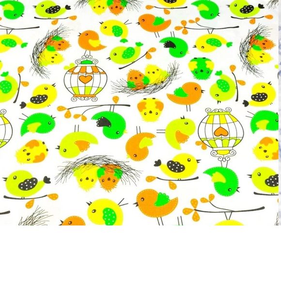 Tissu Coton Motif Oiseaux