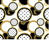 Tissu Coton Motif Miroirs Dorés À Petits Pois