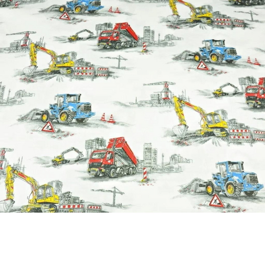 Tissu Coton Motif Véhicules Chantier