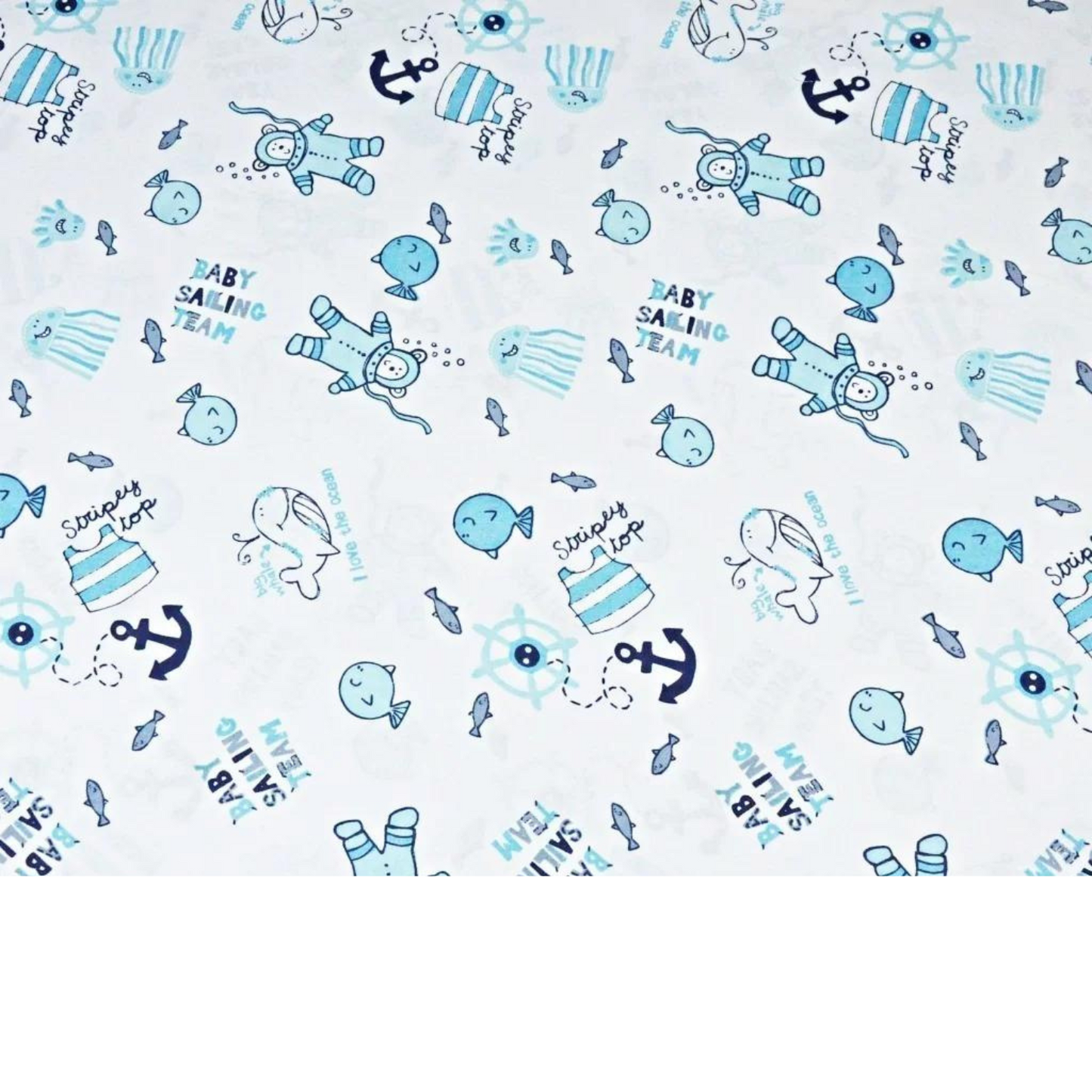 Tissu Coton Motif Ourson En Mer