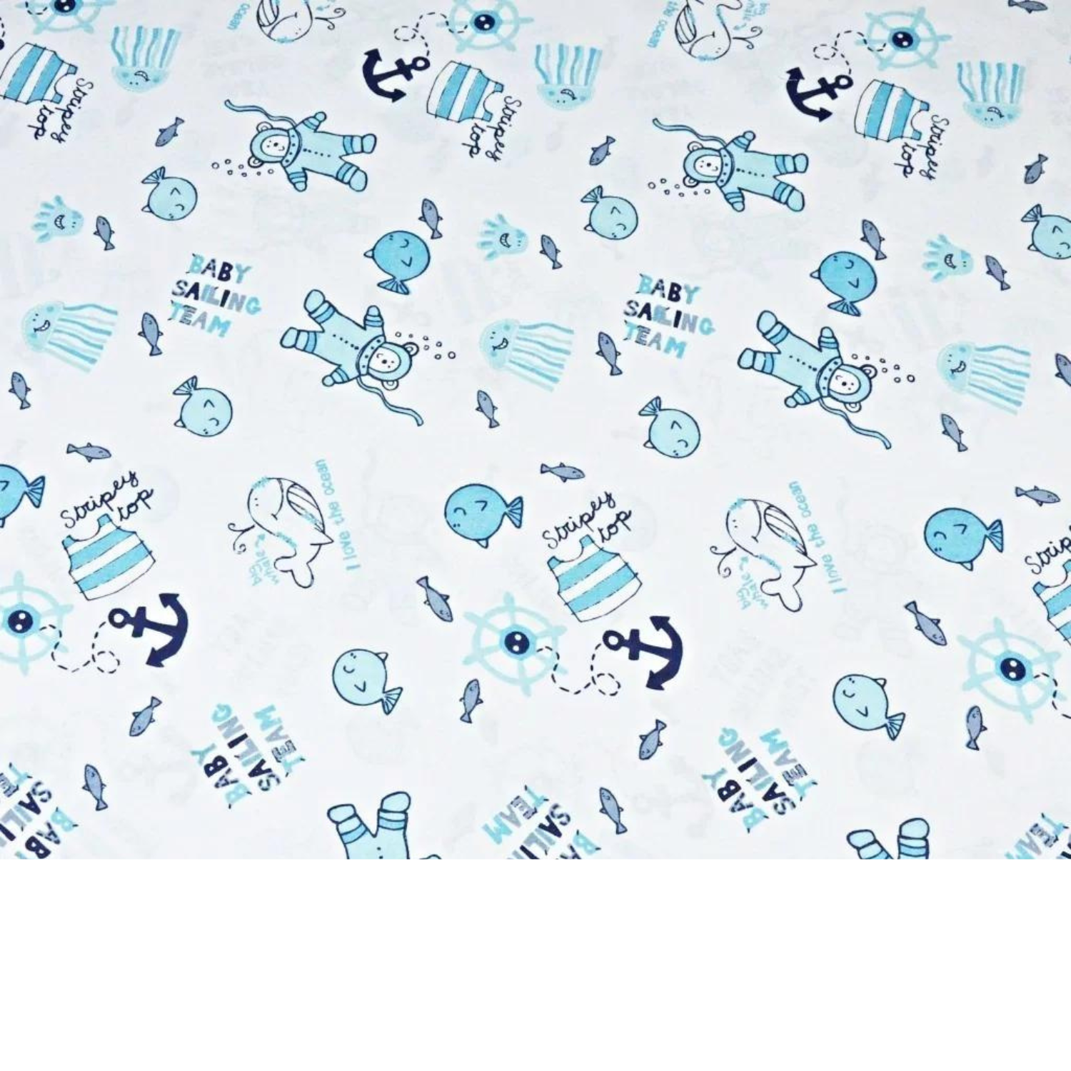 Tissu Coton Motif Ourson En Mer