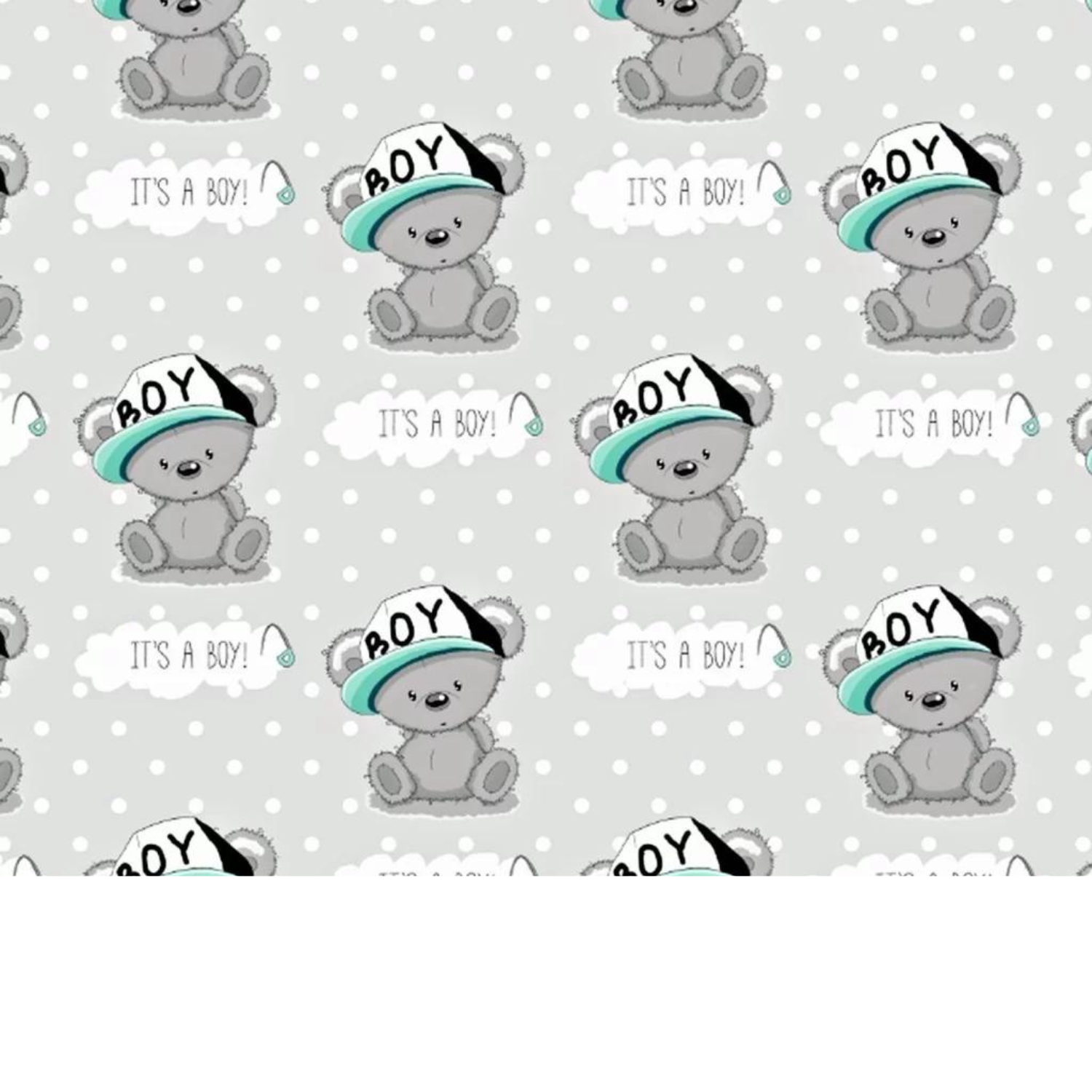 Tissu Coton Motif Oursons - Fond Gris
