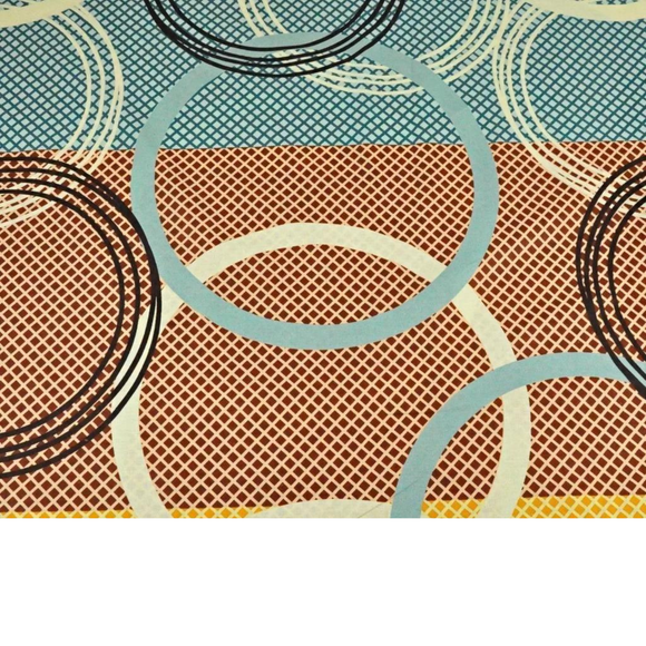 Tissu Coton Imprimé Bleu Marron Et Jaune