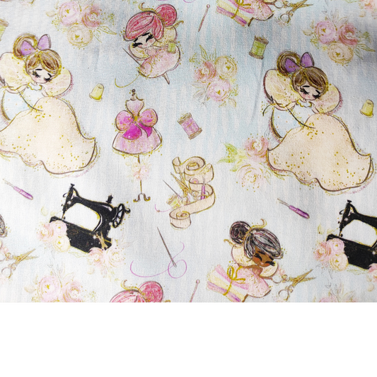 Tissu Coton Motif Couturière