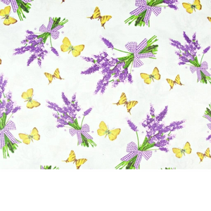 Tissu Coton Motif Papillons Et Lavande
