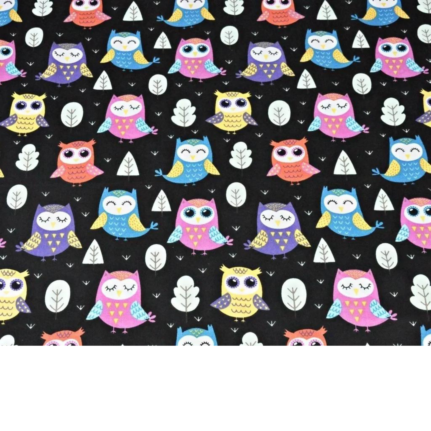 Tissu Coton Motifs Hiboux