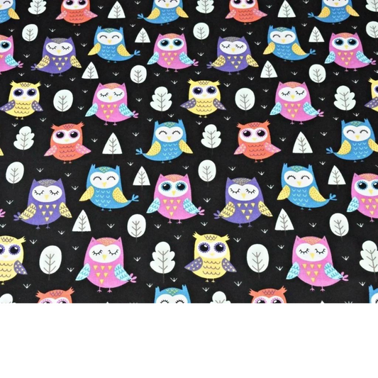 Tissu Coton Motifs Hiboux