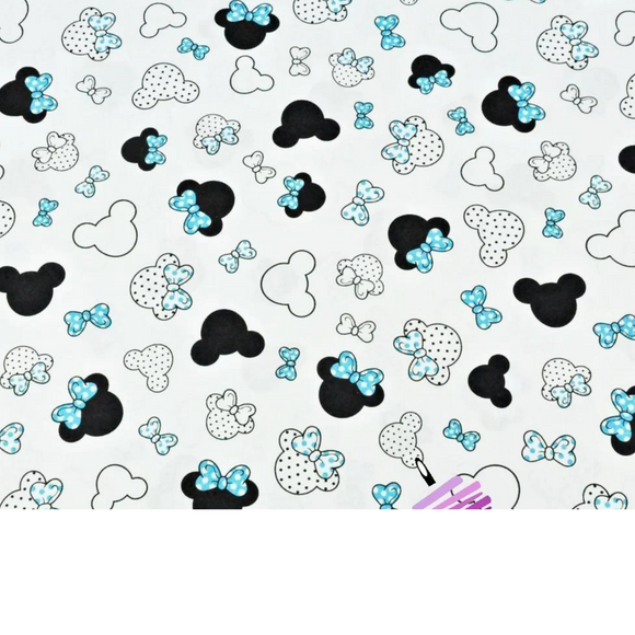 Tissu Coton Motif Souris - Couleur Bleu