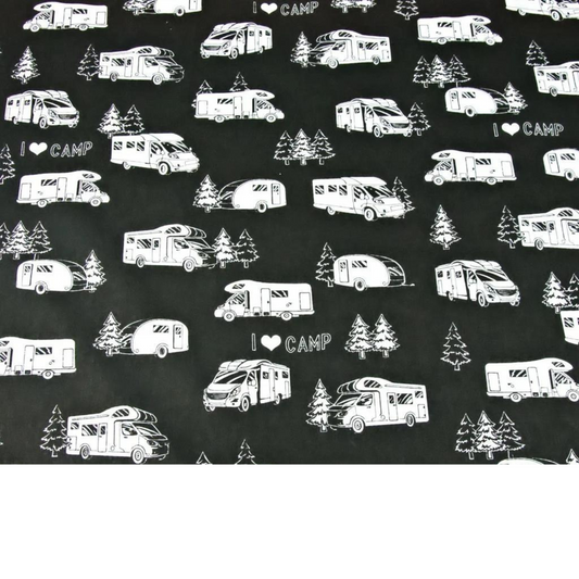 Tissu Coton Motif Caravanes Camping