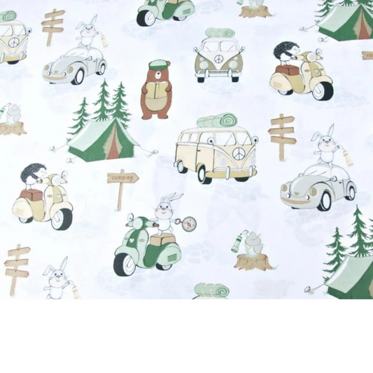 Tissu Coton Motif Animaux Camping