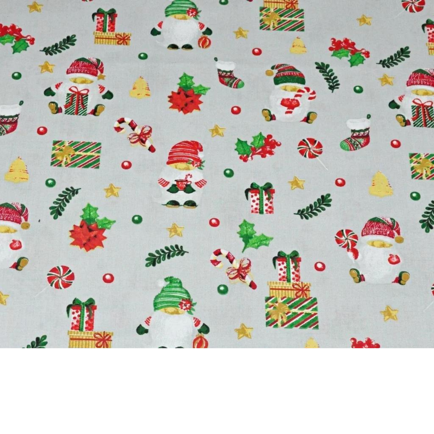 Tissu Coton Motif Noël Fond Gris